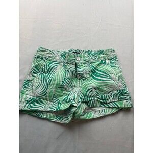 GAP Womens Chino Shorts Womens Size 0 Green White Leaf Print Tropical Casual